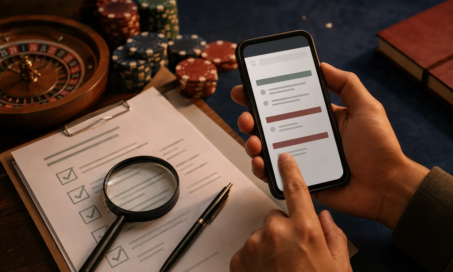 Pengguna memeriksa nama penerima dan referensi transaksi